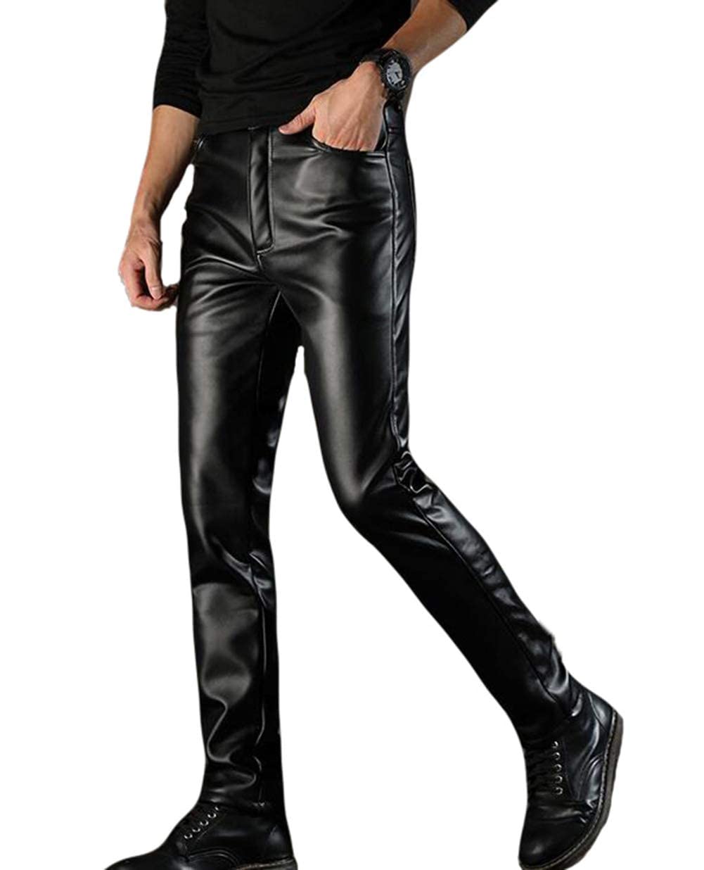 Amazon.co.jp: [PIITE] レザーパンツ メンズ レギンス 厚手 バイク